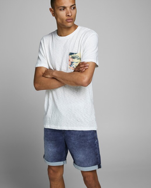 Bermudas de ganga azuis de homem