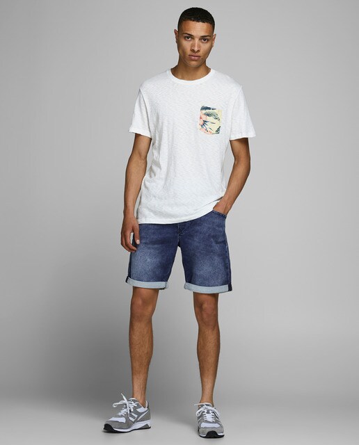 Bermudas de ganga azuis de homem
