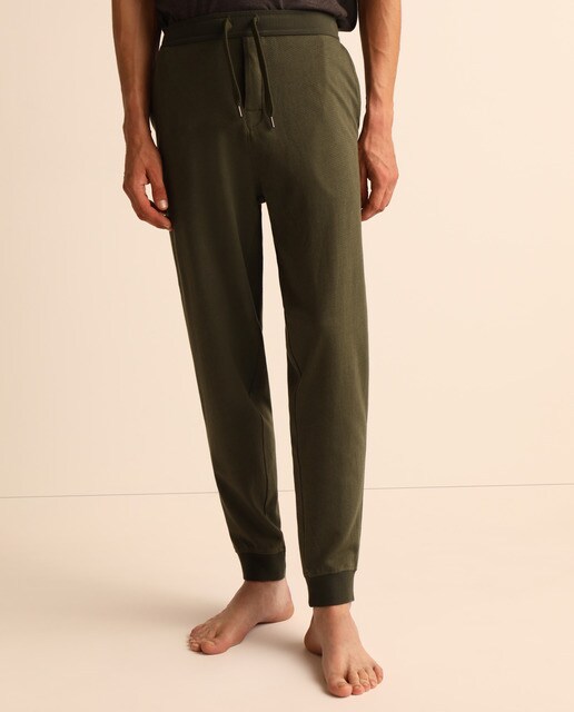 Calças de pijama de malha caqui