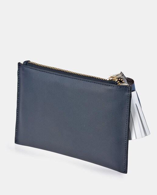 Monedero de mujer Gloria Ortiz Gina Flat de piel en color azul con cremallera