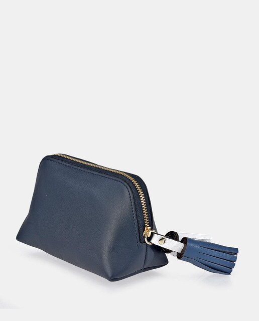 Neceser de mujer Gloria Ortiz Gina Beatycase de piel en color azul con cremallera