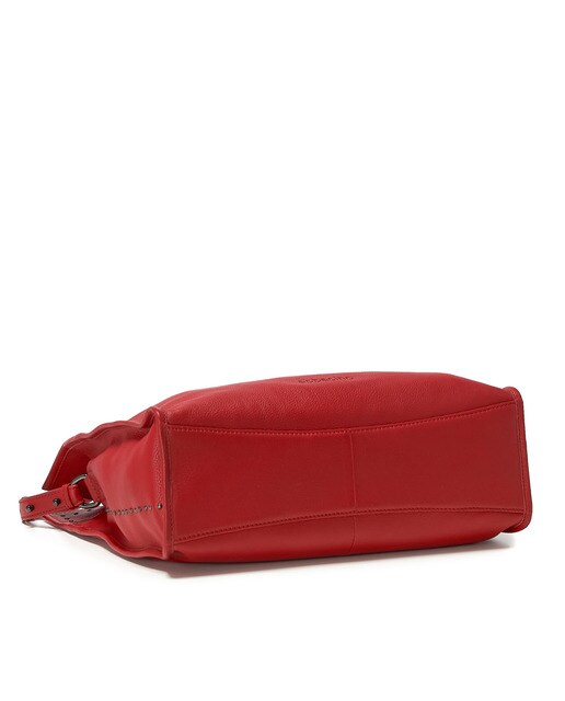 Bolso shopper mediano Abbacino de piel vacuna en rojo con varias asas