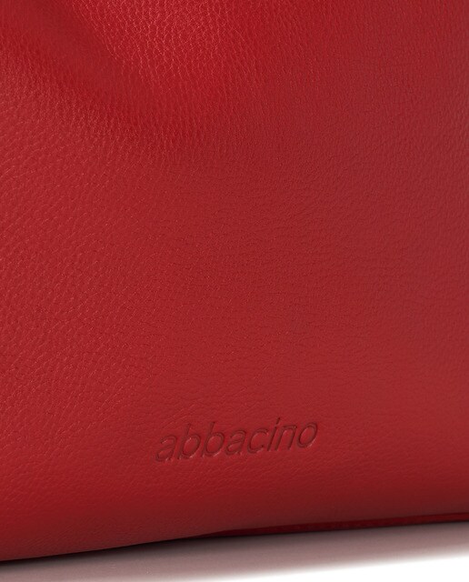 Bolso shopper mediano Abbacino de piel vacuna en rojo con varias asas