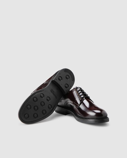 Zapatos de cordones de hombre Fórmula Joven de color burdeos con efecto charol