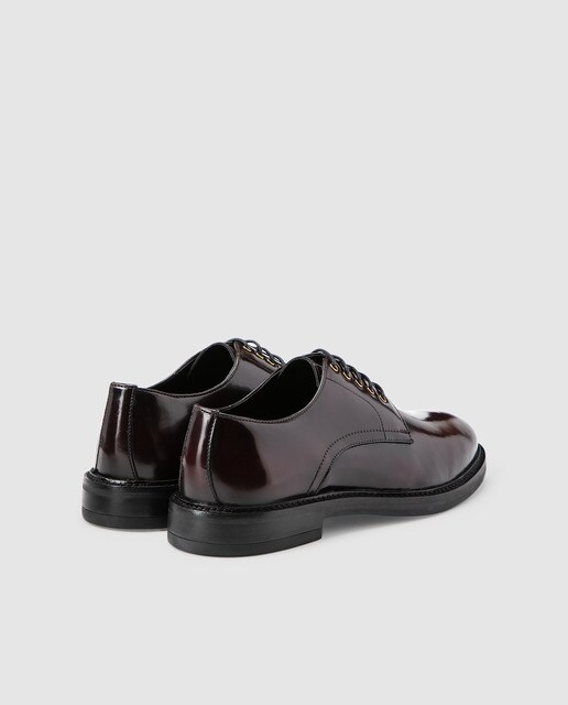 Zapatos de cordones de hombre Fórmula Joven de color burdeos con efecto charol