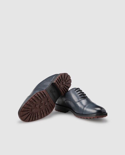 Zapatos de cordones de hombre Fórmula Joven en piel de color azul marino