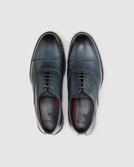 Zapatos de cordones de hombre Fórmula Joven en piel de color azul marino
