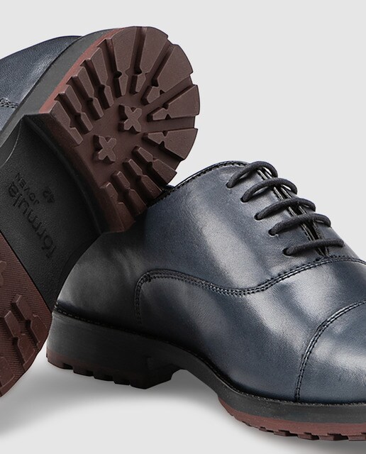 Zapatos de cordones de hombre Fórmula Joven en piel de color azul marino