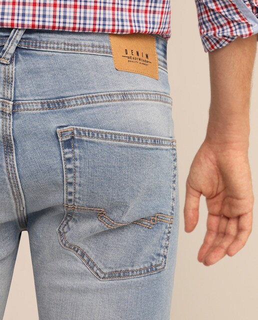 Calças de ganga de homem skinny azul
