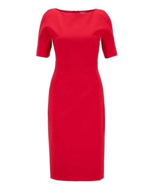 Vestido em tecido elástico com aberturas nos ombros