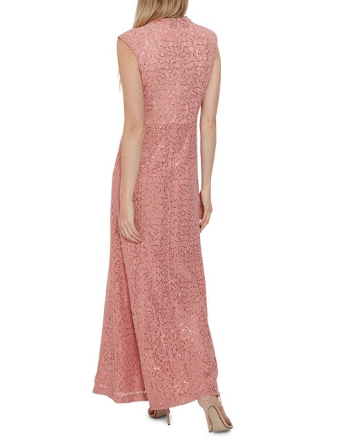Vestido largo de encaje con lentejuelas