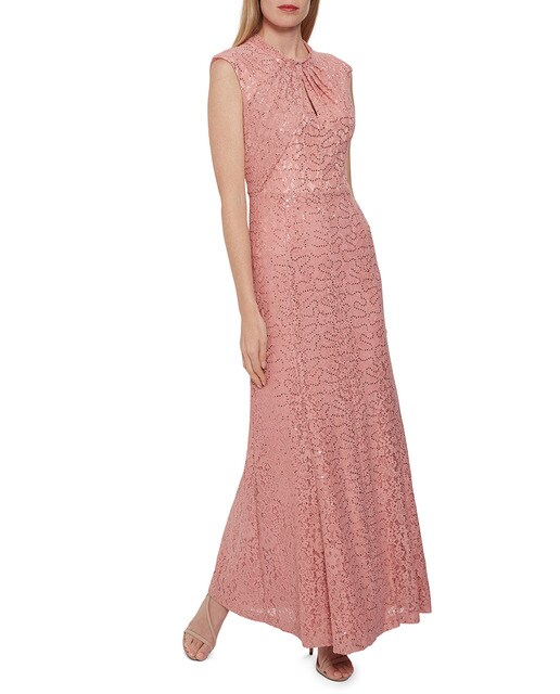 Vestido largo de encaje con lentejuelas
