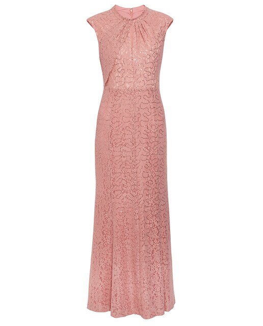 Vestido largo de encaje con lentejuelas