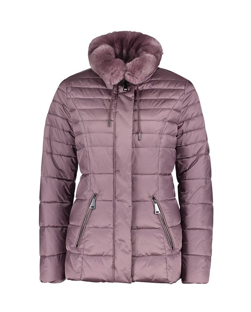 Parka curta com capuz e fecho de correr