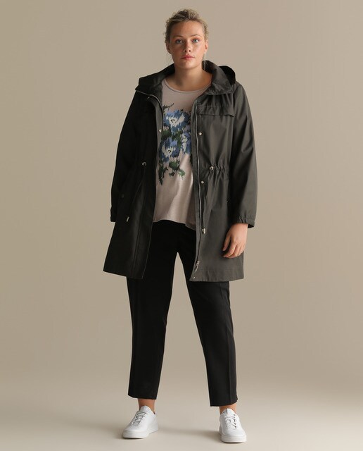Parka ligera de mujer talla grande con chaleco interior