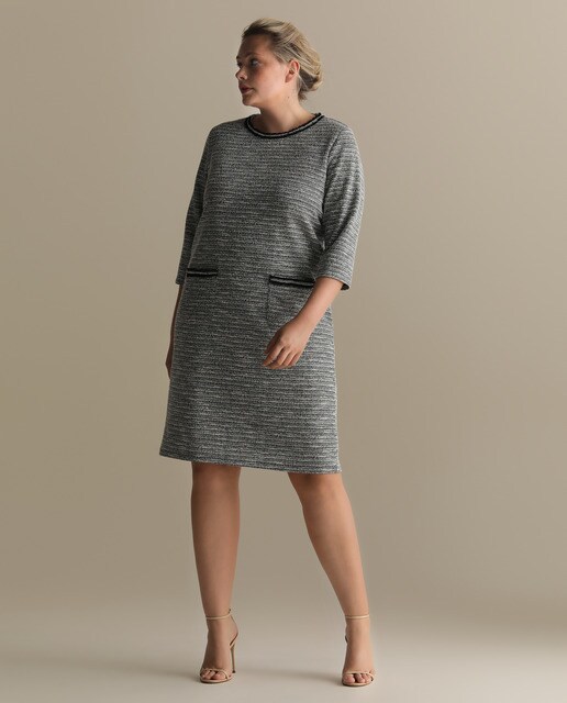 Vestido tweed tamanhos grandes com mesclado