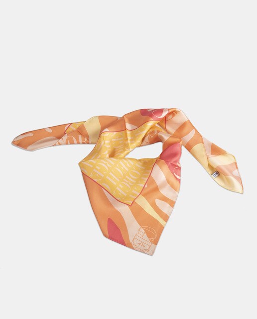 Lenço de seda com estampado da marca