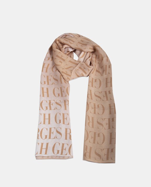 Écharpe camel com estampado da marca