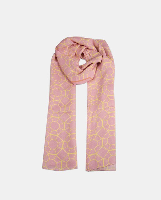 Écharpe rosa com estampado geométrico
