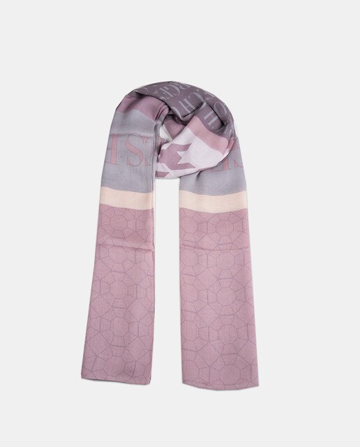 Écharpe rosa com estampados variados