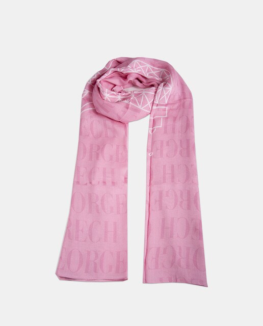 Écharpe rosa Georges Rech com estampado da marca