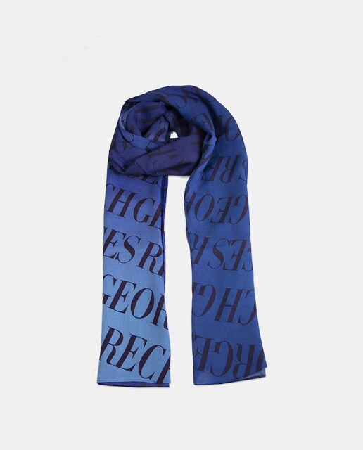 Écharpe azul-marinho com estampado da marca