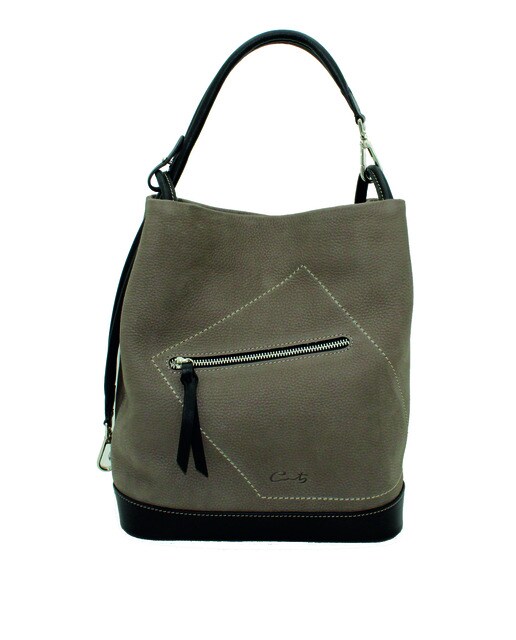 Mala hobo em pele taupe conversível em mochila