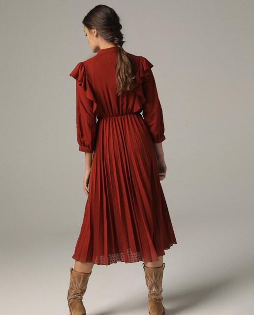 Vestido midi com plumeti
