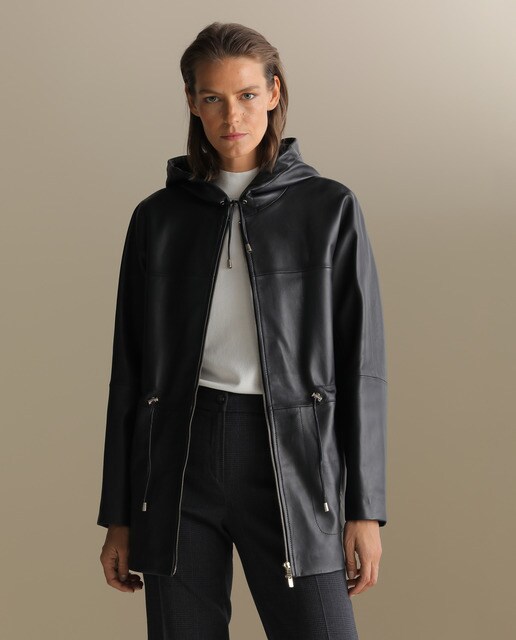 Parka de mujer 100% piel con capucha