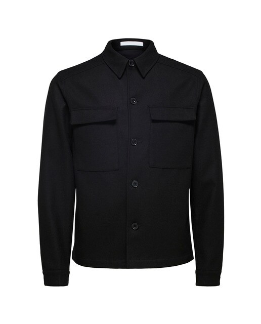 Chaqueta de abrigo de hombre negra con botones