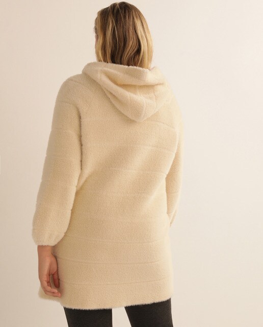 Abrigo largo de mujer talla grande con lurex