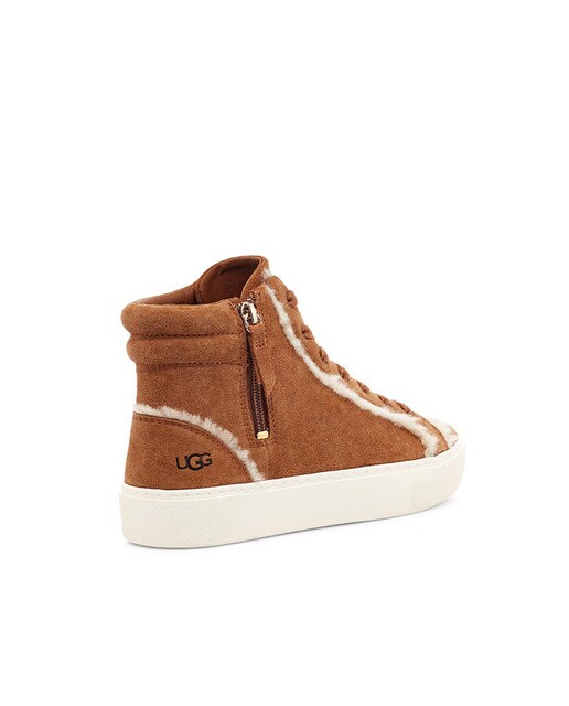 Zapatillas de mujer de piel Ugg de color marrón con cordones