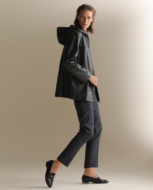 Parka de mujer 100% piel con capucha