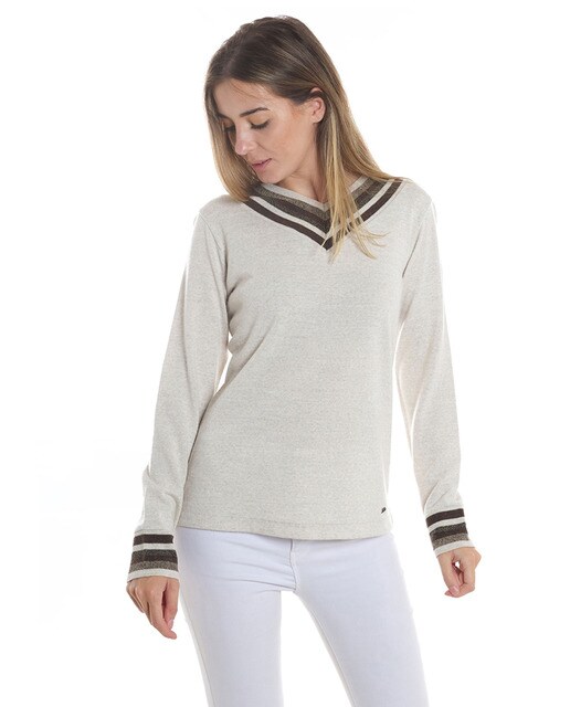 Camisola de malha com decote em bico