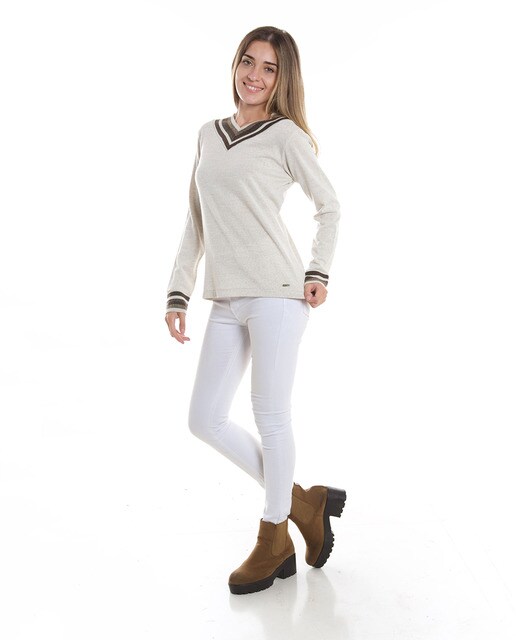 Camisola de malha com decote em bico