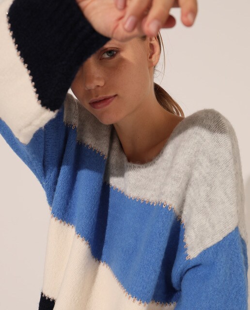 Jersey de mujer de rayas con redondo