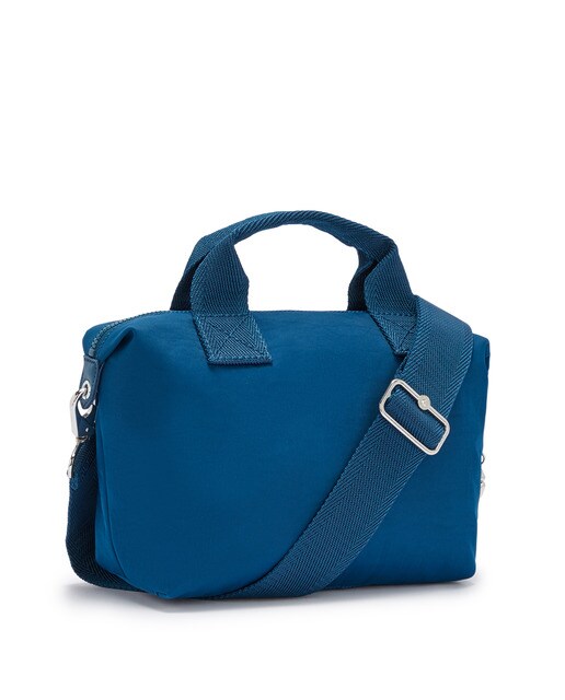 Mala tote pequena Kala Mini de nylon azul com asa comprida extraível