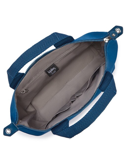 Mala tote pequena Kala Mini de nylon azul com asa comprida extraível