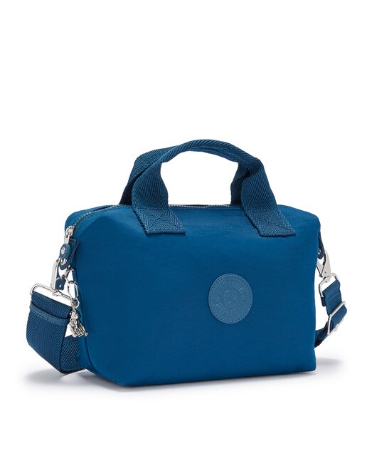 Mala tote pequena Kala Mini de nylon azul com asa comprida extraível