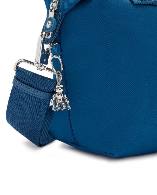 Mala tote pequena Kala Mini de nylon azul com asa comprida extraível