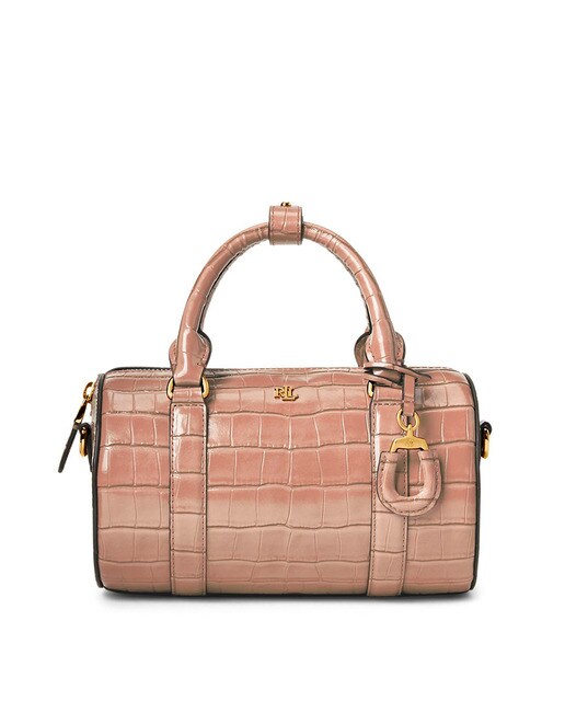 Bowling bag pequena Zoey em pele de bovino cru com gravura de casca de coco