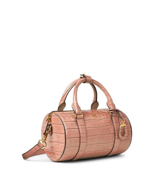 Bowling bag pequena Zoey em pele de bovino cru com gravura de casca de coco