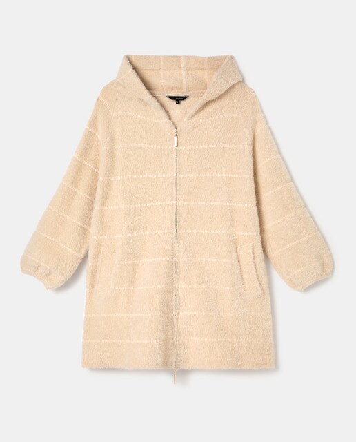 Abrigo largo de mujer talla grande con lurex