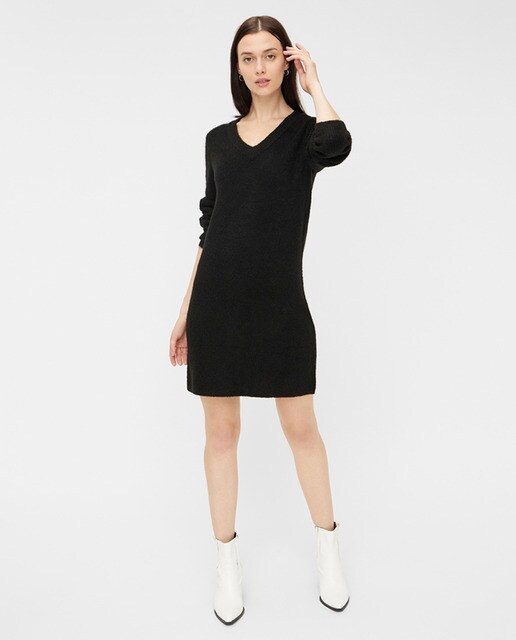 Vestido de malha com mangas compridas