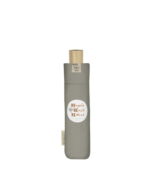 Paraguas plegable Perletti Green automático de materiales reciclados en tono topo