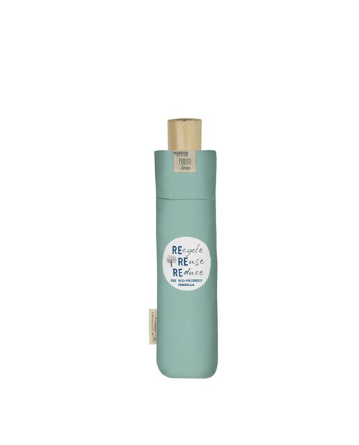 Paraguas plegable Perletti Green automático de materiales reciclados en tono verde agua