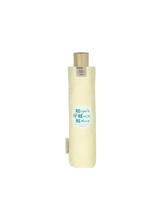 Paraguas plegable Perletti Green automático de materiales reciclados en tono beige