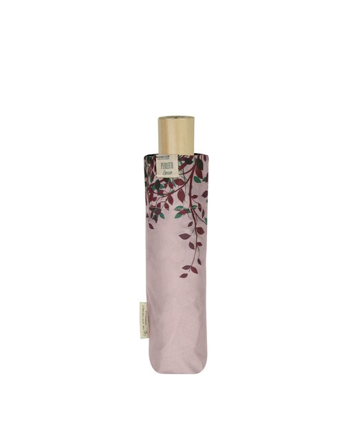 Paraguas plegable Perletti manual de materiales reciclados en tono rosa estampado