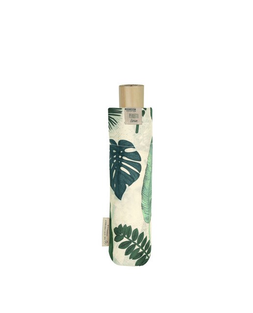 Paraguas plegable Perletti Green automático de materiales reciclados con estampado vegetal
