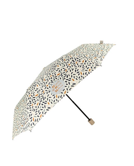 Paraguas plegable Perletti Green manual de materiales reciclados en tono beige estampado
